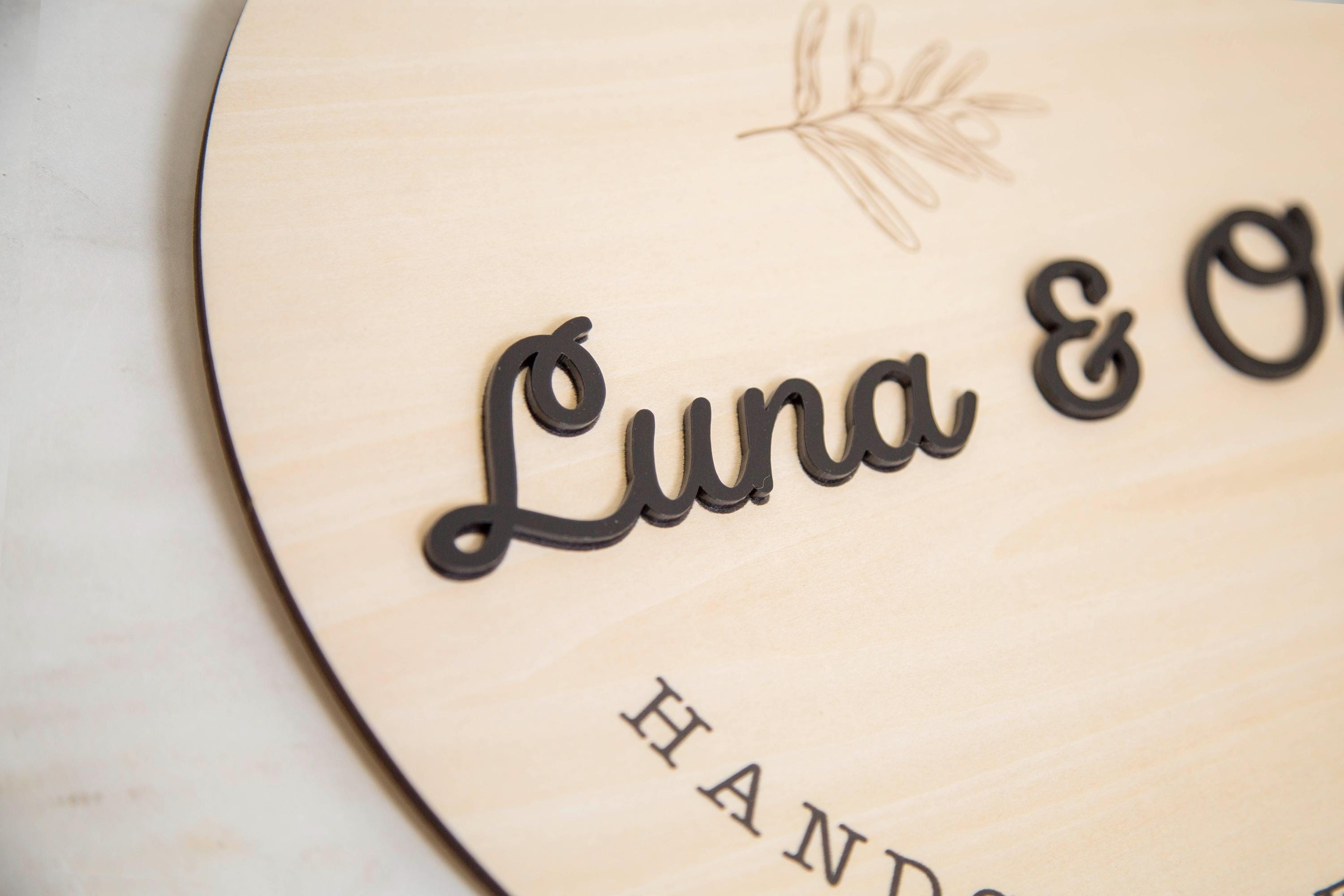Round Hanging Wooden Sign w/ White Rope - Custom Business Signage, Minimalist Circle Wall Decor, Personalized Booth or Store Display