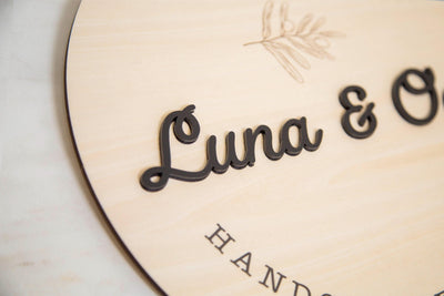 Round Hanging Wooden Sign w/ White Rope - Custom Business Signage, Minimalist Circle Wall Decor, Personalized Booth or Store Display