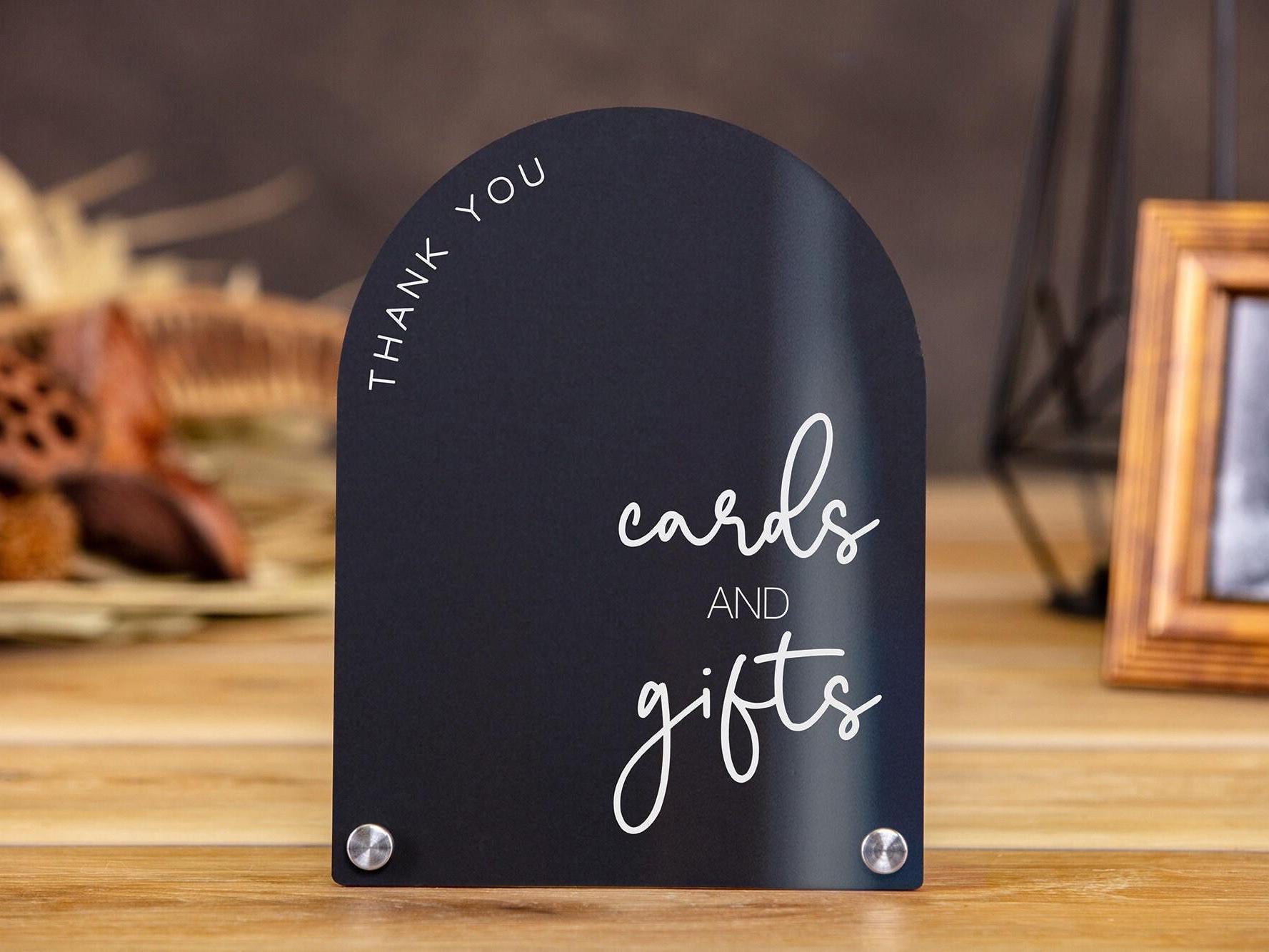 Arch Wedding Table Sign (Design 5) - 6 x 7.5" Cards and Gifts Custom Acrylic Signs, Wedding Reception Decorations, Thank you Guests Signage