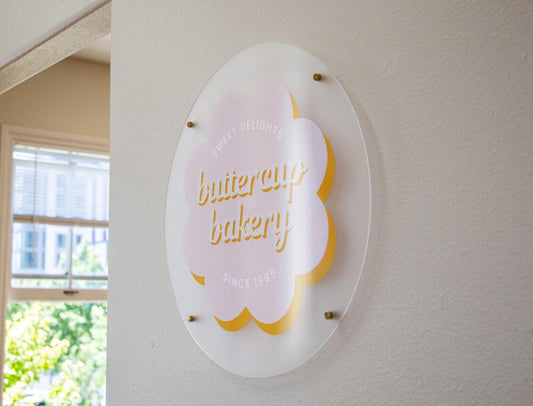 Frosted Round Wall Sign With 4 Holes - Custom Small Business Logo Sign for Beauty Salon Owners, Hair Nail Stylist Makeup Massage Skincare