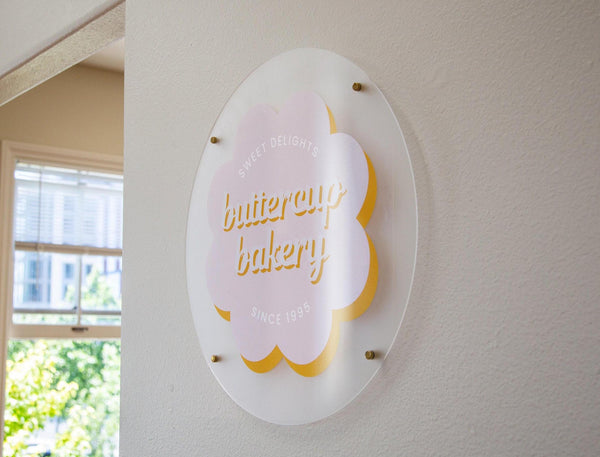 Frosted Round Wall Sign With 4 Holes - Custom Small Business Logo Sign for Beauty Salon Owners, Hair Nail Stylist Makeup Massage Skincare