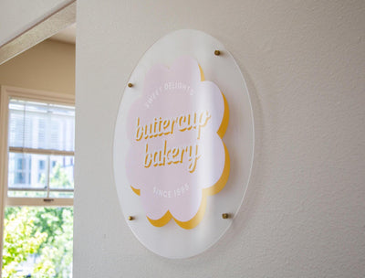 Frosted Round Wall Sign With 4 Holes - Custom Small Business Logo Sign for Beauty Salon Owners, Hair Nail Stylist Makeup Massage Skincare