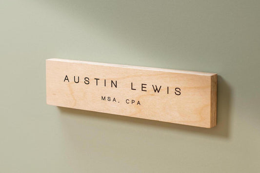 Plywood Wall Sign Name Plate - Personalized Door Office Sign, New Job or Business Decor, Executive Sign, Staff or Teacher Appreciation Gift