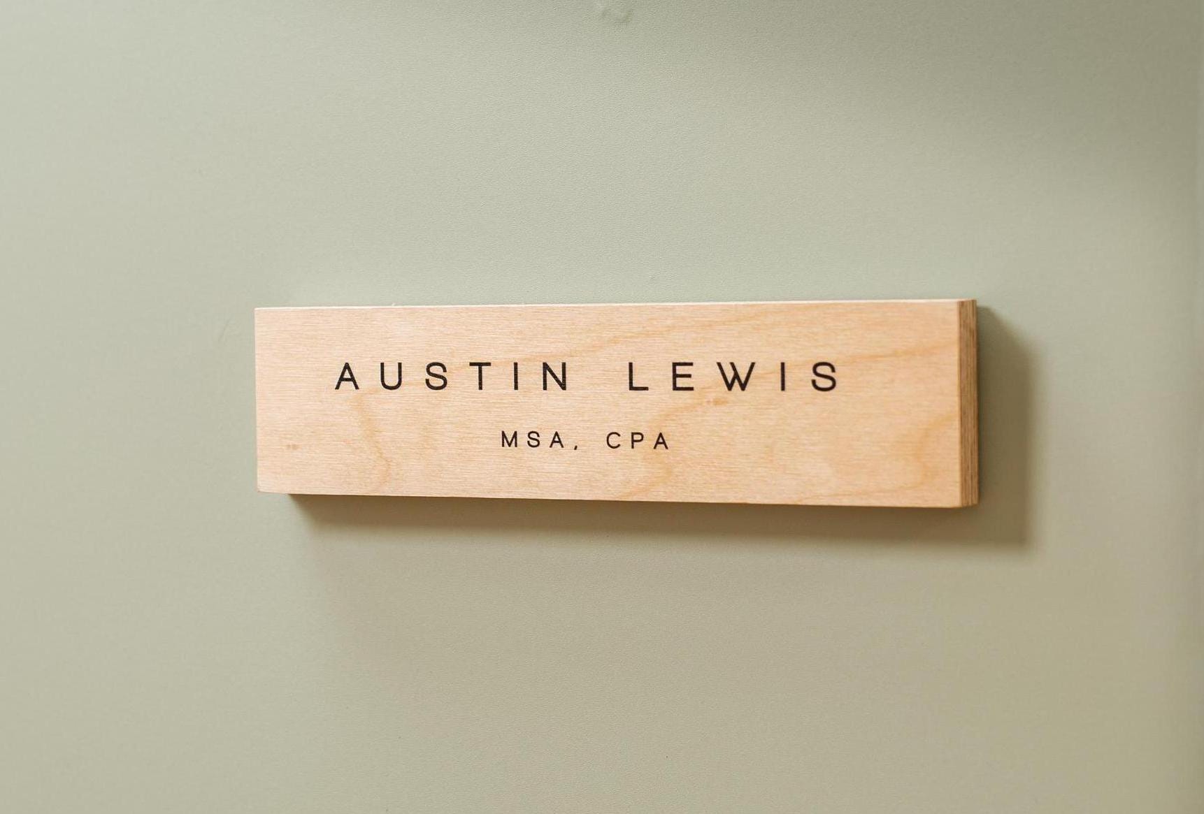 Plywood Wall Sign Name Plate - Personalized Door Office Sign, New Job or Business Decor, Executive Sign, Staff or Teacher Appreciation Gift