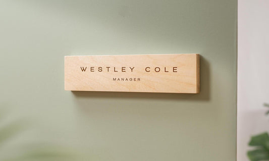 Plywood Wall Sign Name Plate - Personalized Door Office Sign, New Job or Business Decor, Executive Sign, Staff or Teacher Appreciation Gift