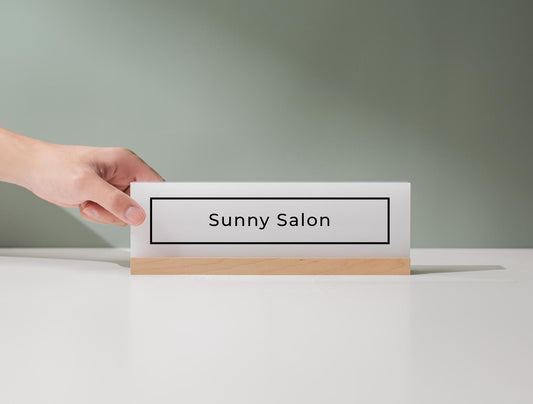 Personalized Acrylic Name Block (D4) - w/ Optional Wooden Base, Table Desk CEO Manager Boss Sign, Reception Job Office Decor, Promotion Gift