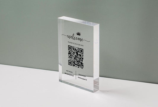 Personalized Acrylic QR Code Wifi Sign (Design 2) - Custom Internet Sign Airbnb Vacation Rental Salon Hotel Guestroom New Home Owner's Gift
