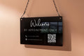 Hanging Acrylic Sign & Black Metal Chain (D12) - 11.5x7" Custom Welcome Sign Window Office Business Info Door Wall, QR Code Market Craft