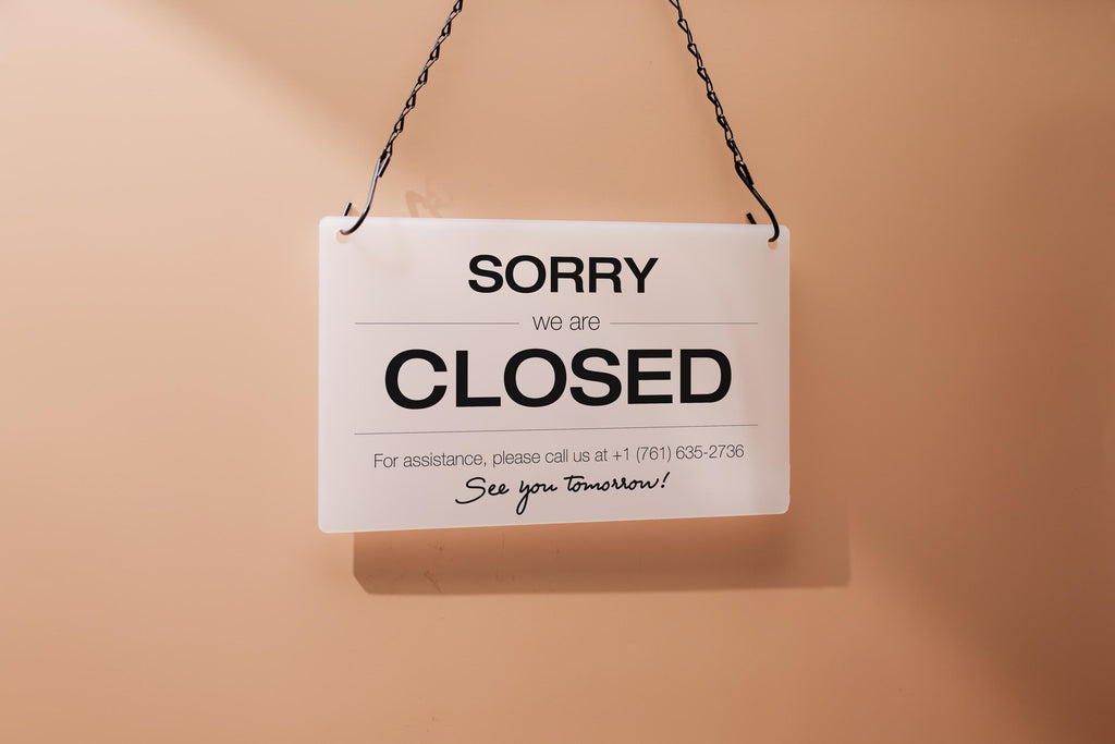 Hanging Acrylic Sign & Black Metal Chain (D6) - 11.5x7" Window Office Home Business Door Wall Signage, Customizable Closed Store Signs