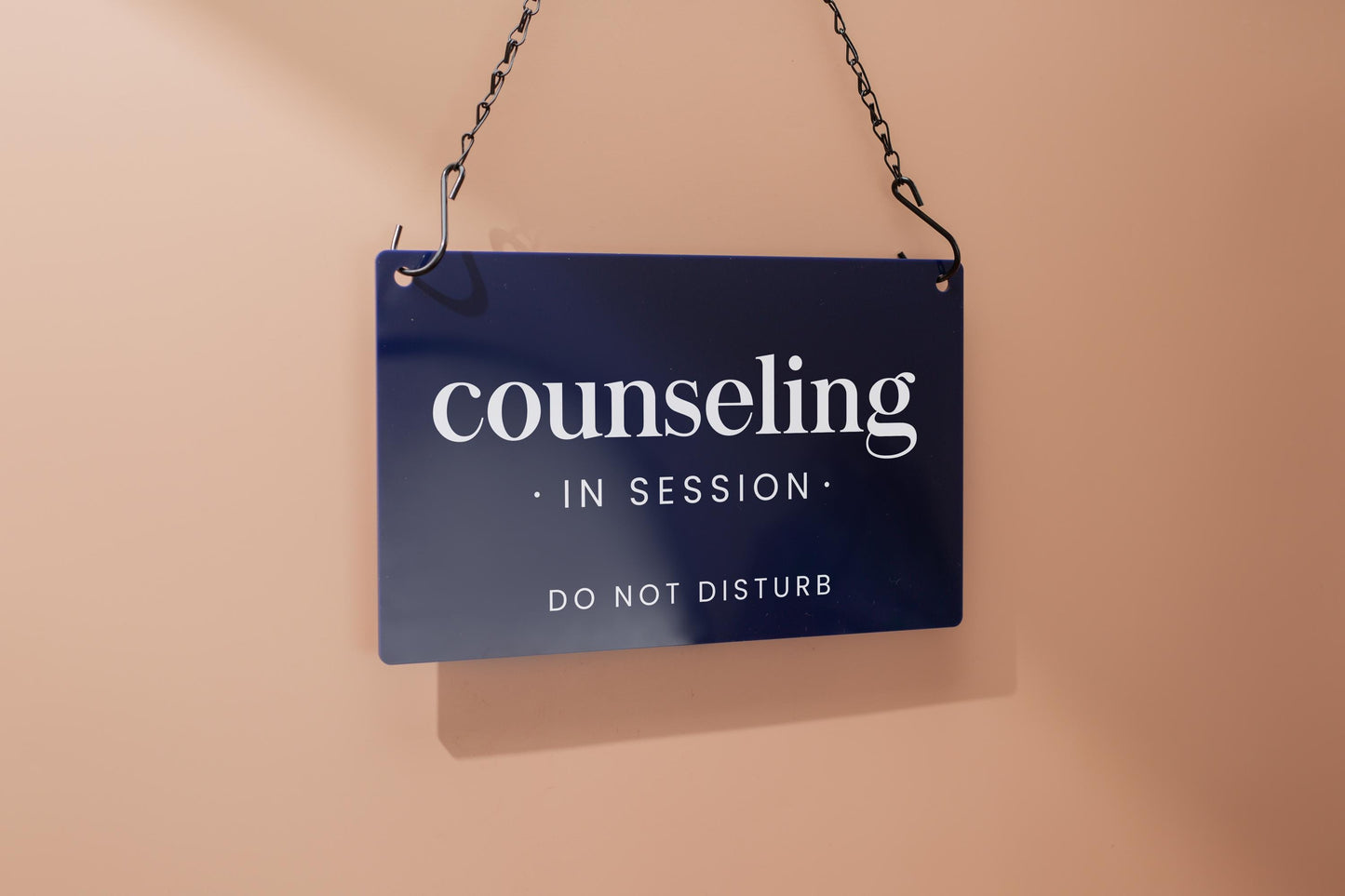 Hanging Acrylic Sign & Black Metal Chain (D10) - 11.5x7" Customizable Window Office Home Business Door Wall Signage, Open Closed In Session