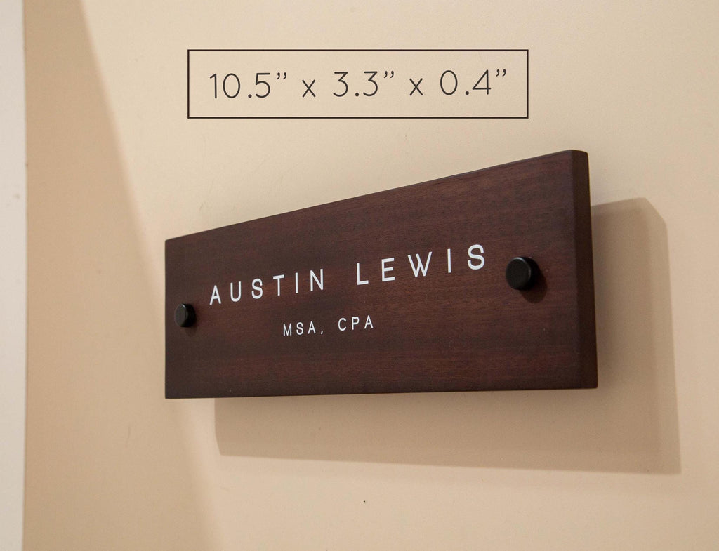 Wood Wall Sign Name Plate - Personalized Door Office Sign, New Job or Business Decor, Executive Sign, Staff or Teacher Appreciation Gift