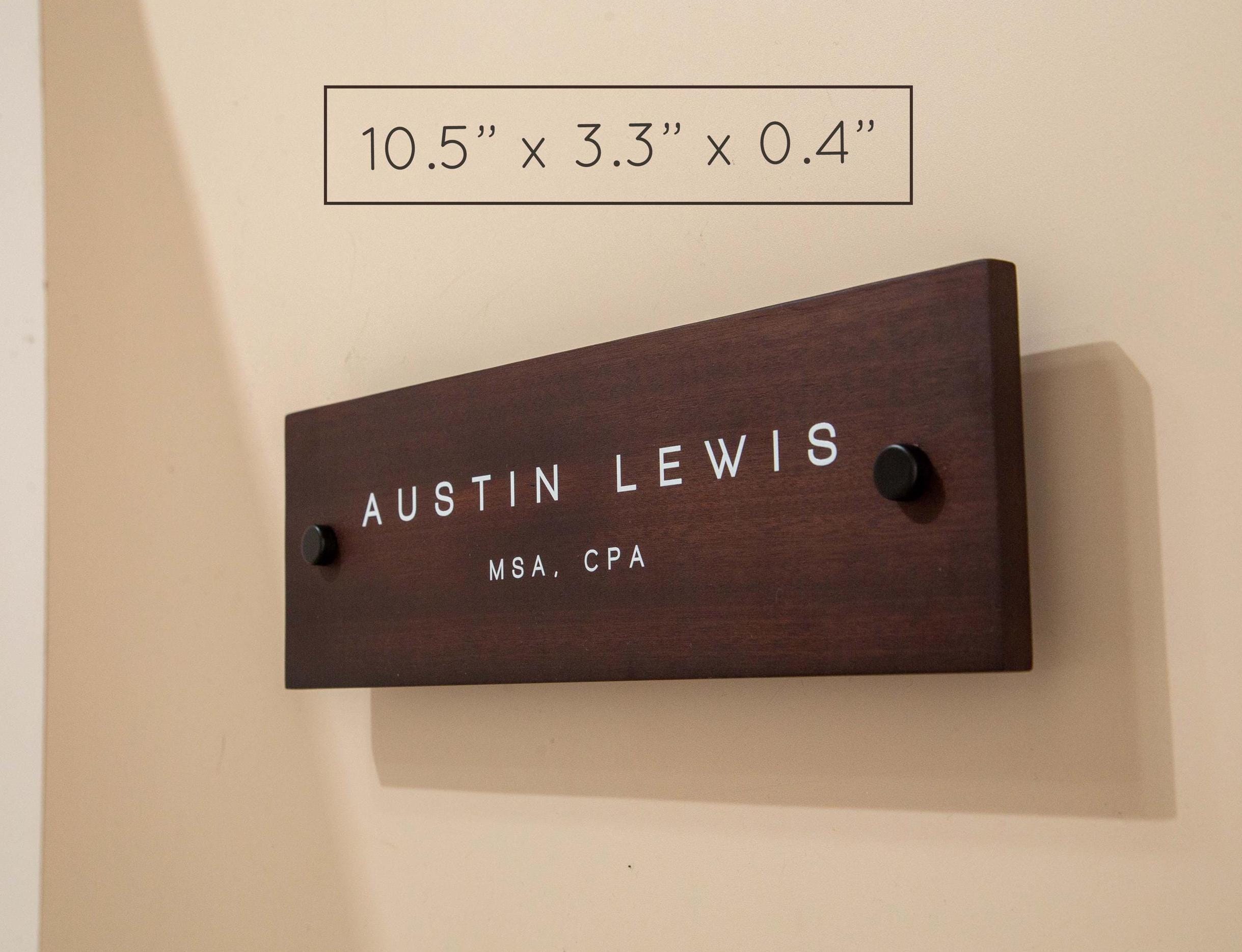 Wood Wall Sign Name Plate - Personalized Door Office Sign, New Job or Business Decor, Executive Sign, Staff or Teacher Appreciation Gift