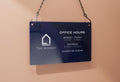 Store Hours w/ Logo Acrylic Sign & Black Hanging Chain - 11.5x7" Custom Sign for Medical Office Boutique Store Window Door Business Hours