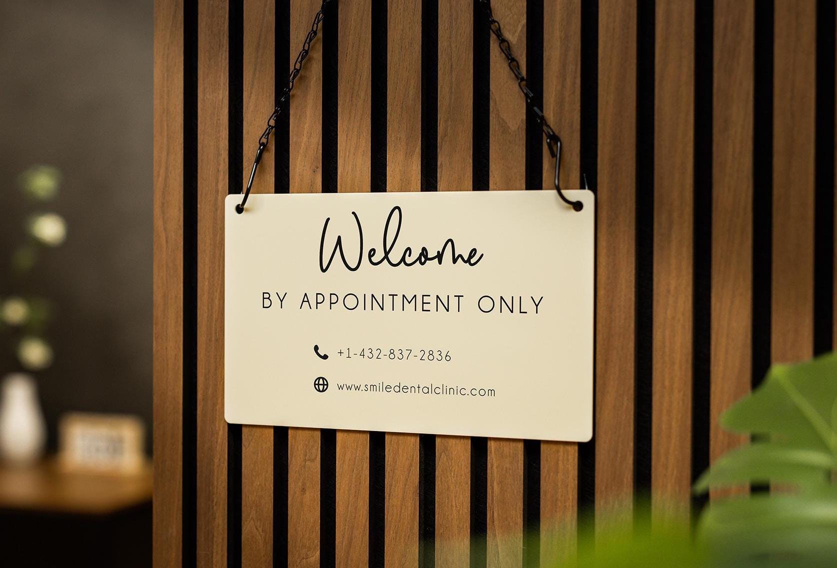 Hanging Acrylic Sign & Black Metal Chain (D11) - 11.5x7" Custom Window Office Home Business Door Wall Signage, Welcome Store Open Closed