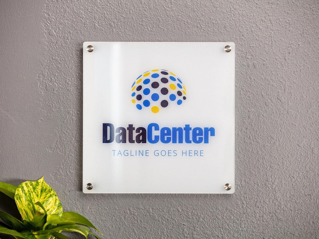 Acrylic Square Business Logo Sign w/ Metal Stand Offs - Custom logo sign for business outdoor, Personalized name sign logo office store font