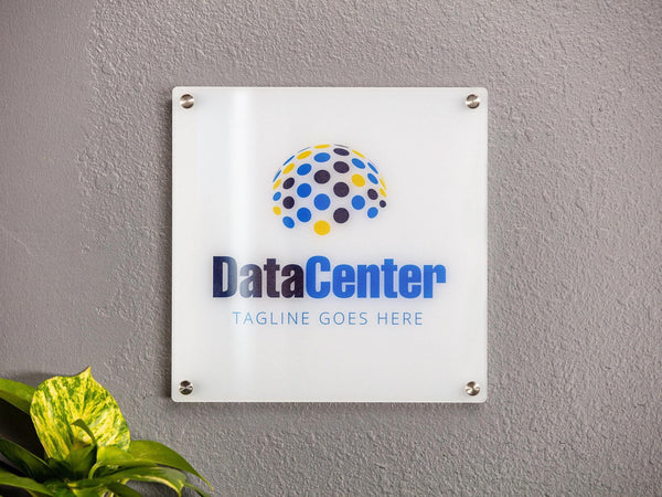 Acrylic Square Business Logo Sign w/ Metal Stand Offs - Custom logo sign for business outdoor, Personalized name sign logo office store font