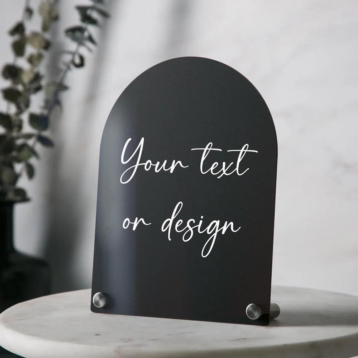 Custom Arch Acrylic Sign - 6x7.5" Your Text on Signage, Wedding Party Decor, Office Table Reception Business Signs, Craft Fair Trade Show