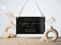 Reserved Hanging Acrylic Sign with Ribbon - Black or Frosted 11.5x7" Sign, In Loving Memory Sign for Wedding Chair Aisle, Memory Table Sign