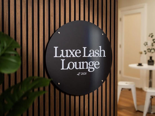 Black Round Wall Sign With 4 Holes - Custom Small Business Logo Sign for Beauty Salon Owners, Hair Nail Stylist Makeup Massage Skincare