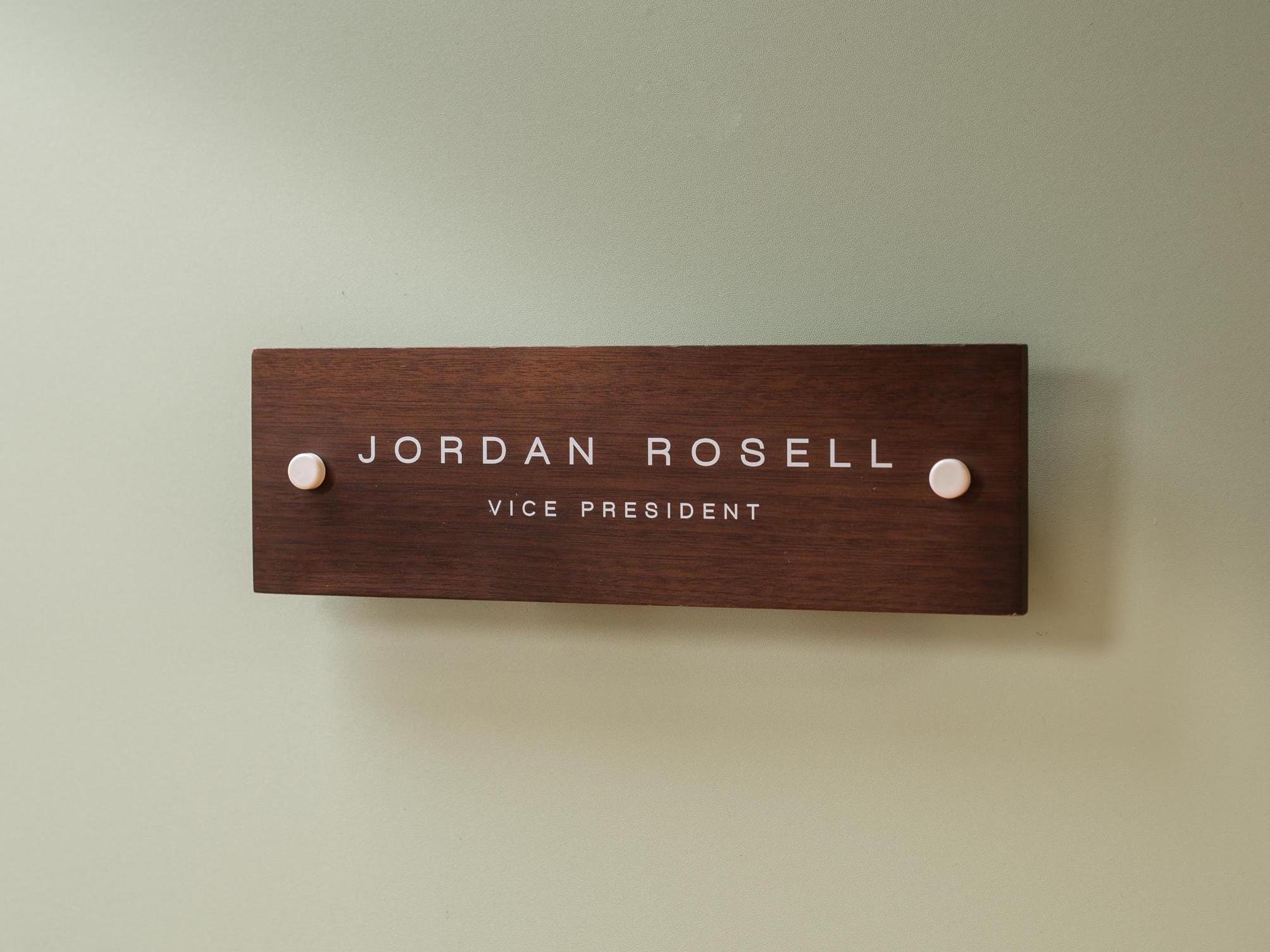 Wood Wall Sign Name Plate - Personalized Door Office Sign, New Job or Business Decor, Executive Sign, Staff or Teacher Appreciation Gift