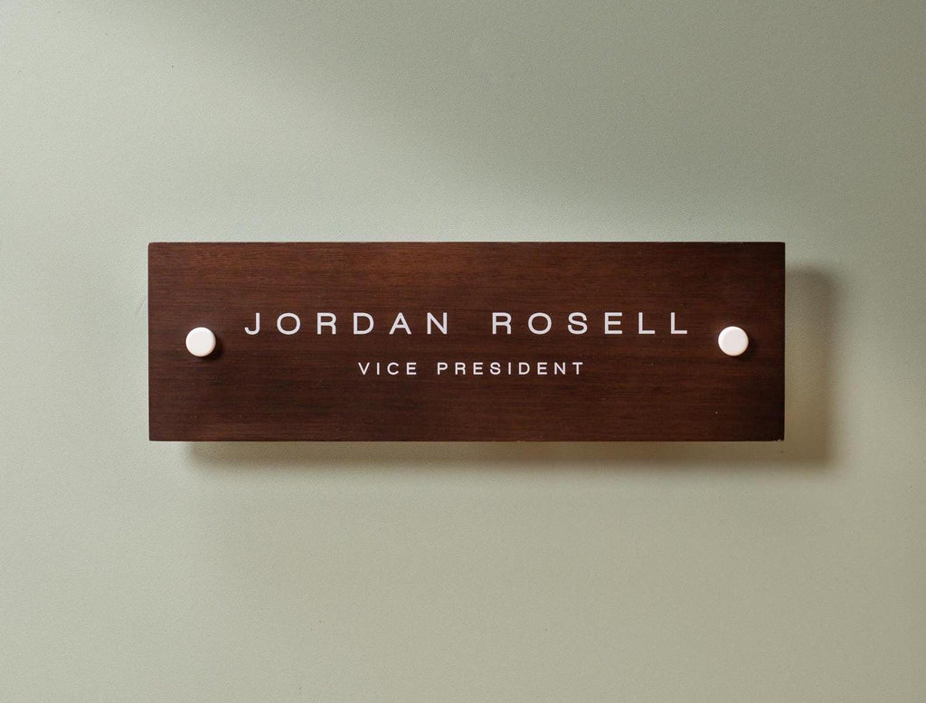 Wood Wall Sign Name Plate - Personalized Door Office Sign, New Job or Business Decor, Executive Sign, Staff or Teacher Appreciation Gift
