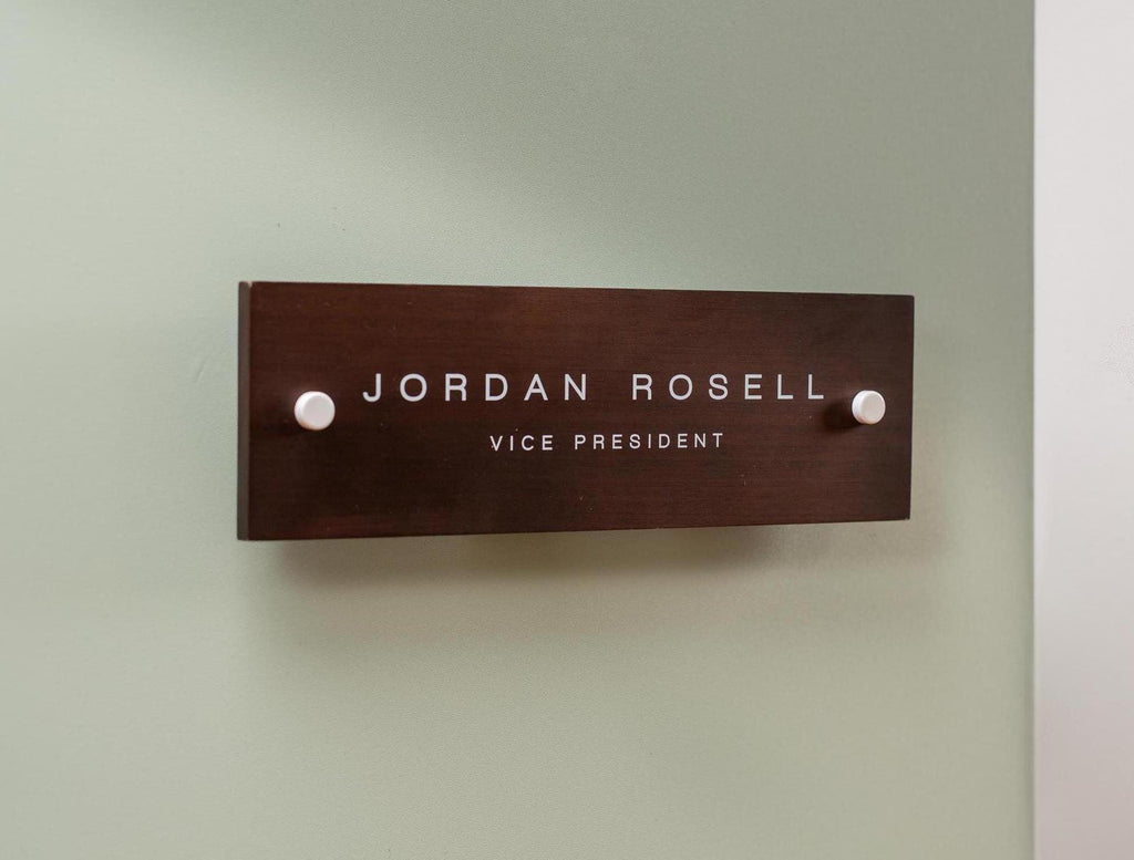 Wood Wall Sign Name Plate - Personalized Door Office Sign, New Job or Business Decor, Executive Sign, Staff or Teacher Appreciation Gift