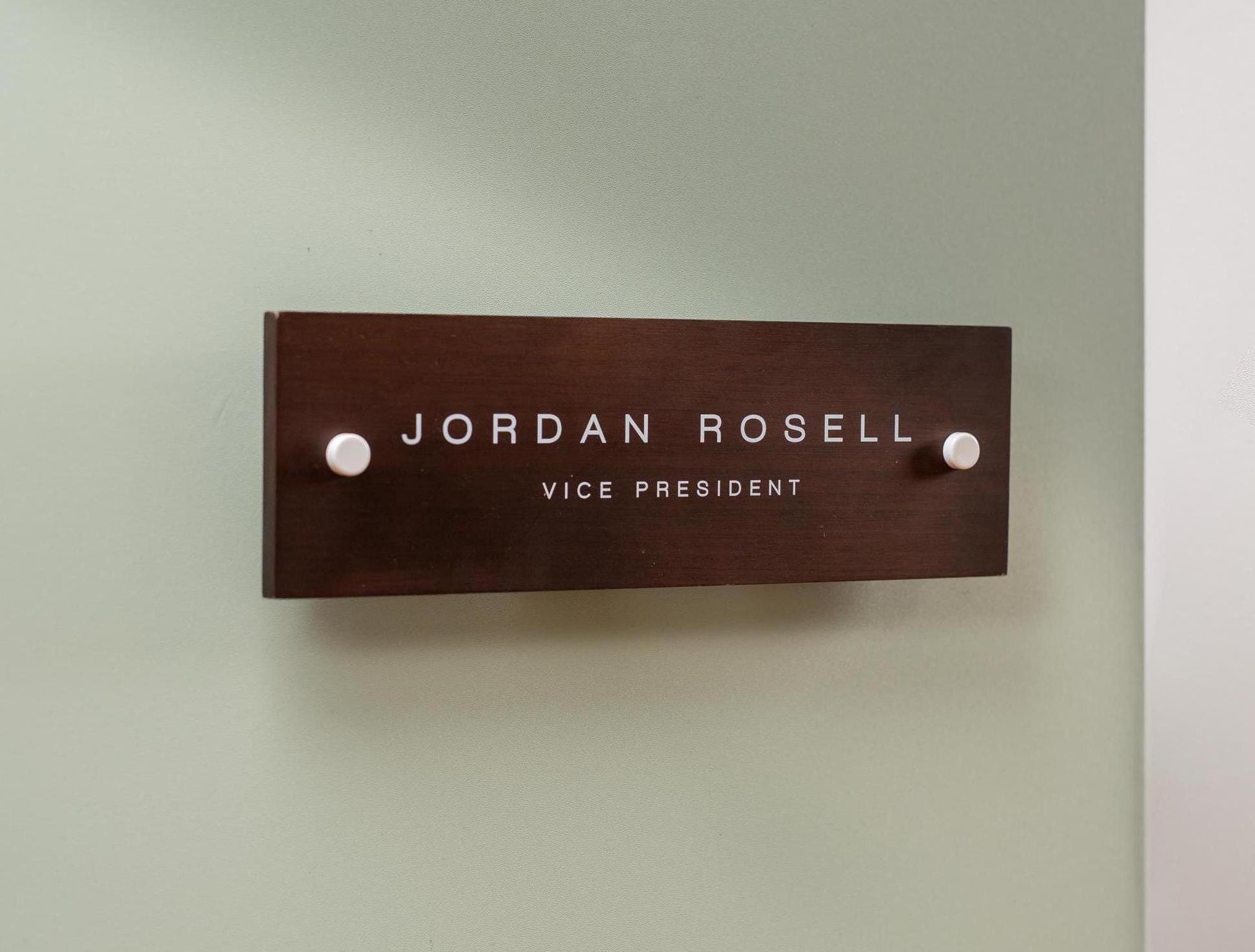 Wood Wall Sign Name Plate - Personalized Door Office Sign, New Job or Business Decor, Executive Sign, Staff or Teacher Appreciation Gift