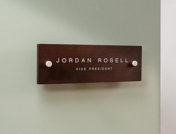 Wood Wall Sign Name Plate - Personalized Door Office Sign, New Job or Business Decor, Executive Sign, Staff or Teacher Appreciation Gift
