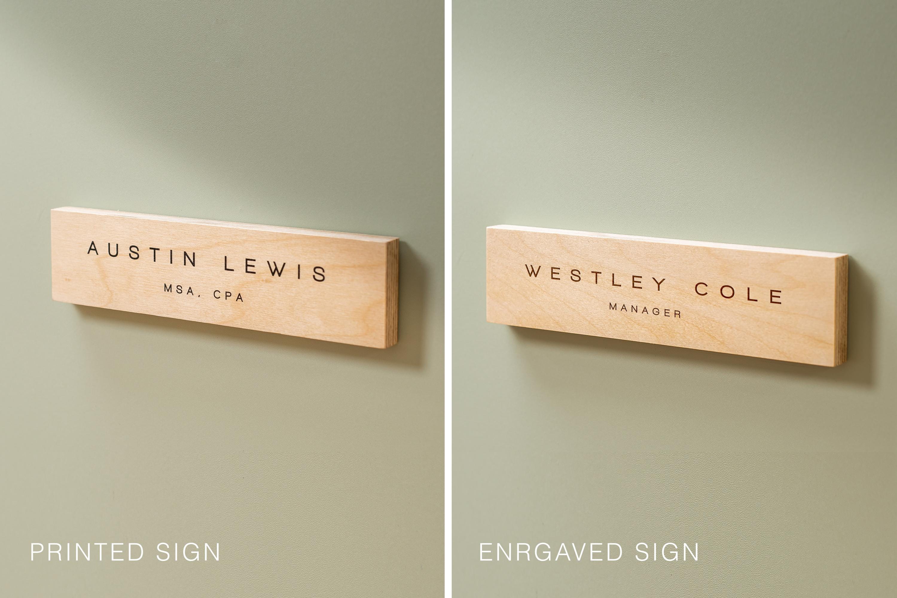 Plywood Wall Sign Name Plate - Personalized Door Office Sign, New Job or Business Decor, Executive Sign, Staff or Teacher Appreciation Gift