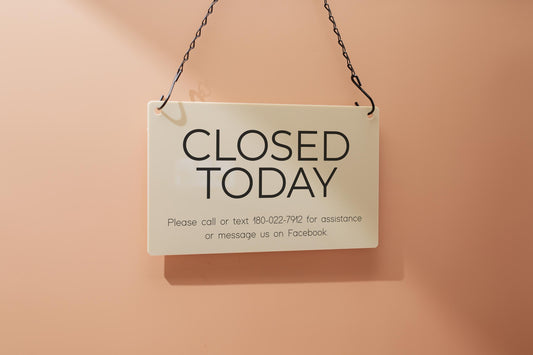 Hanging Acrylic Sign & Black Metal Chain (D9) - 11.5x7" Custom Window Office Business Door Wall Signage, Open Closed Store Shop Customizable