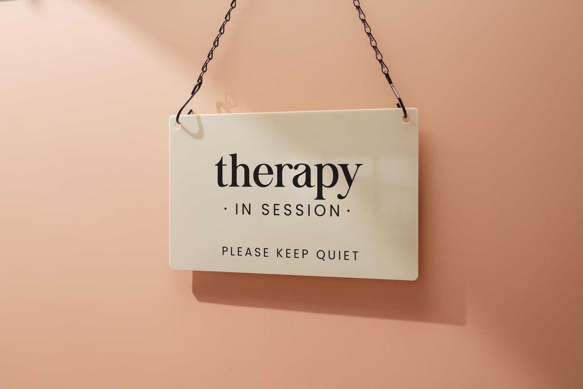 Hanging Acrylic Sign & Black Metal Chain (D10) - 11.5x7" Customizable Window Office Home Business Door Wall Signage, Open Closed In Session