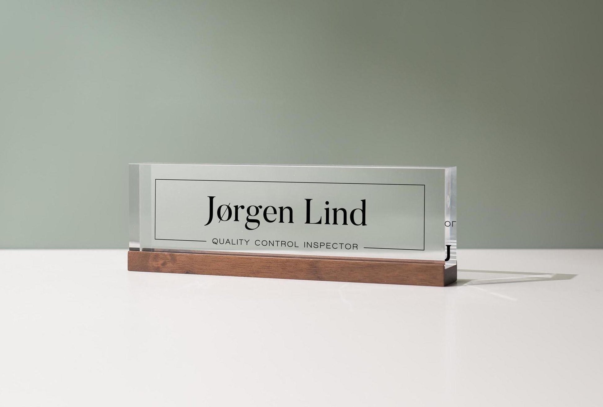 Personalized Acrylic Name Block (D9) - w/ Optional Wooden Base, Modern Manager Executive Desk CEO Boss Sign, Work Name Job Title Office
