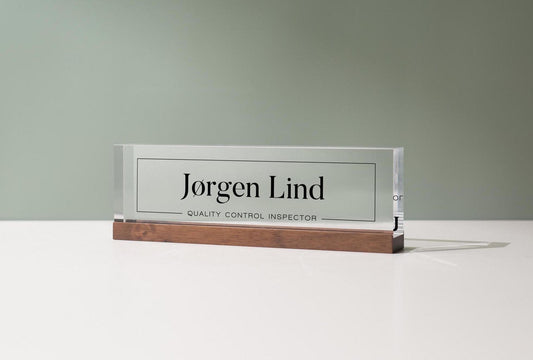 Personalized Acrylic Name Block (D9) - w/ Optional Wooden Base, Modern Manager Executive Desk CEO Boss Sign, Work Name Job Title Office