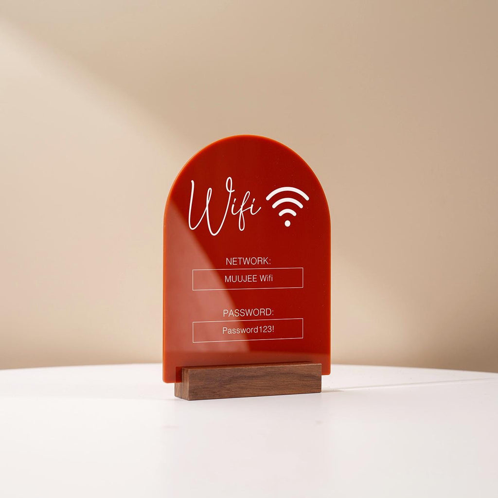 Arch Acrylic Wifi Sign w/ Base (D5) - Custom Wifi Password Display Hom ...