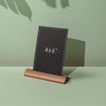 Bell Shape Wooden Stand Base - Walnut Wood Base Holder for Paper Acrylic Photo Pictures Tabletop Front Desk Business Signs Easy Switch Out