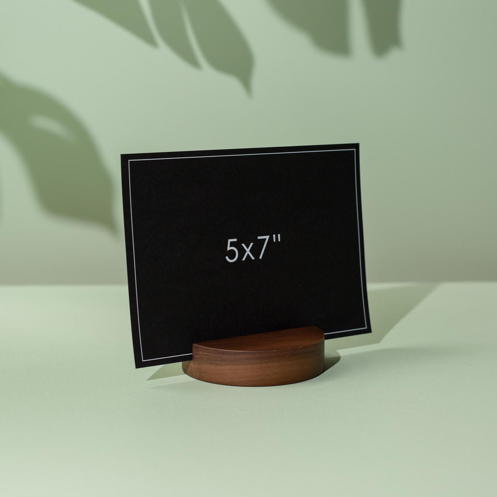 Round Wooden Stand or Base - Walnut or Maple Circle Base with Slot for Photos Pictures Business Signs Display Table Numbers Menu List Salon