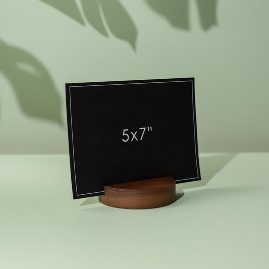 Round Wooden Stand or Base - Walnut or Maple Circle Base with Slot for Photos Pictures Business Signs Display Table Numbers Menu List Salon