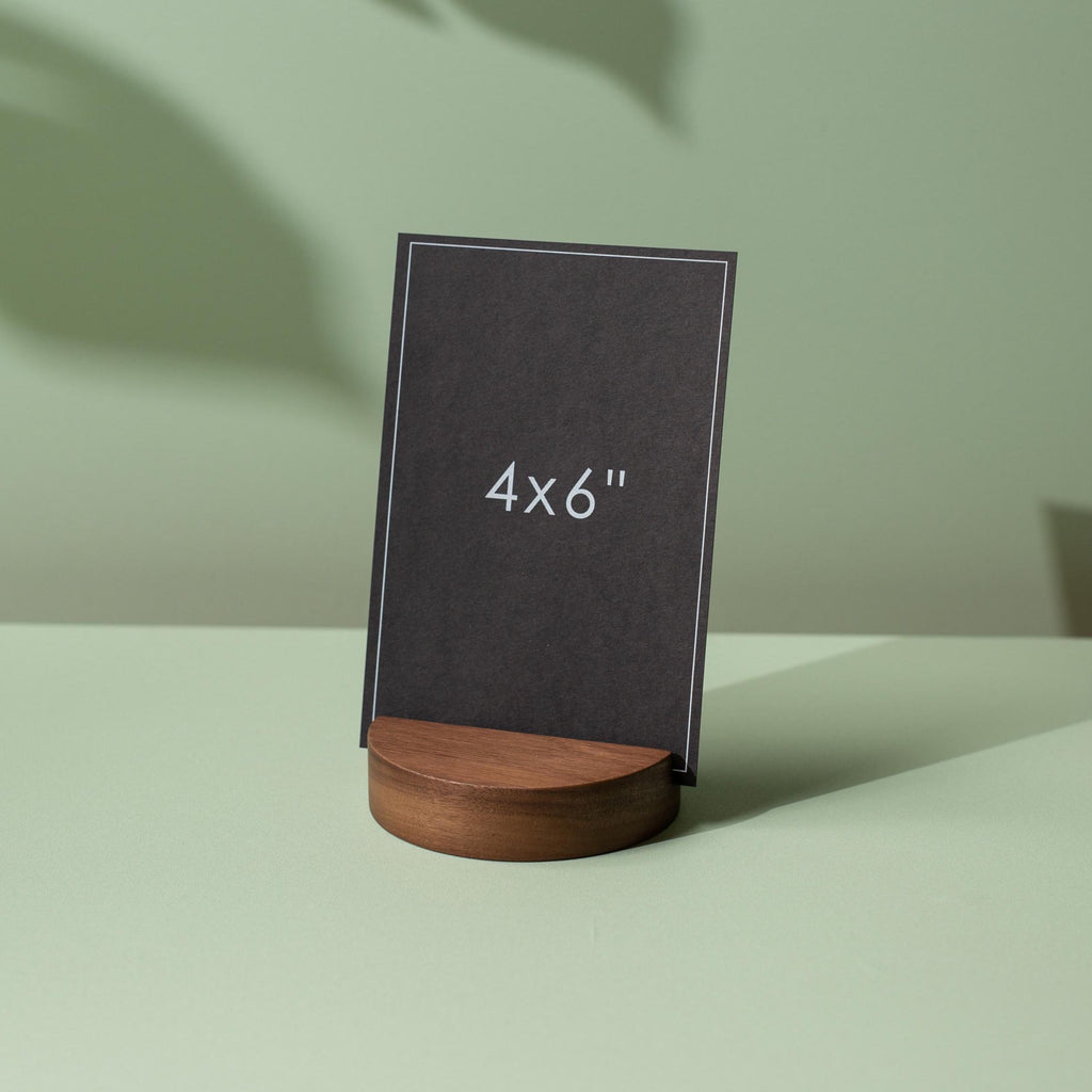 Round Wooden Stand or Base - Walnut or Maple Circle Base with Slot for Photos Pictures Business Signs Display Table Numbers Menu List Salon