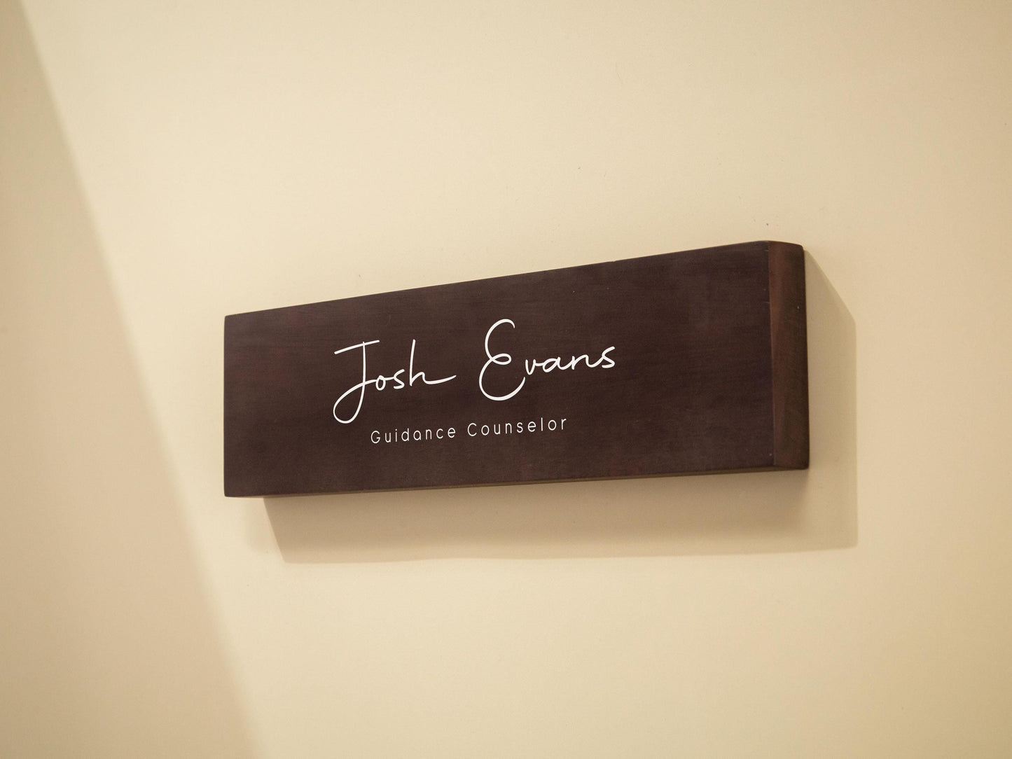 Stick On Wood Wall Name Plate (D2) - Personalized Door Office Sign New Job Room Label CEO Boss Staff Teacher Corporate Promotion Gift