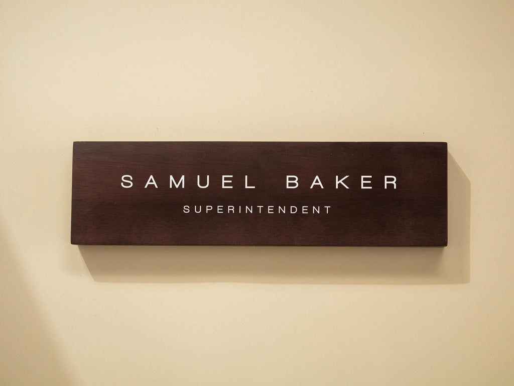 Stick On Wood Wall Name Plate (D3)- Personalized Door Office Sign New Job Room Label CEO Boss Staff Teacher Corporate Promotion Gift