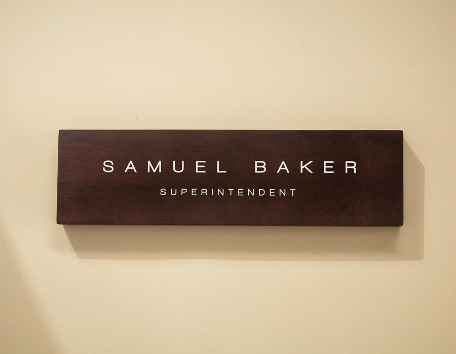 Stick On Wood Wall Name Plate (D3)- Personalized Door Office Sign New Job Room Label CEO Boss Staff Teacher Corporate Promotion Gift