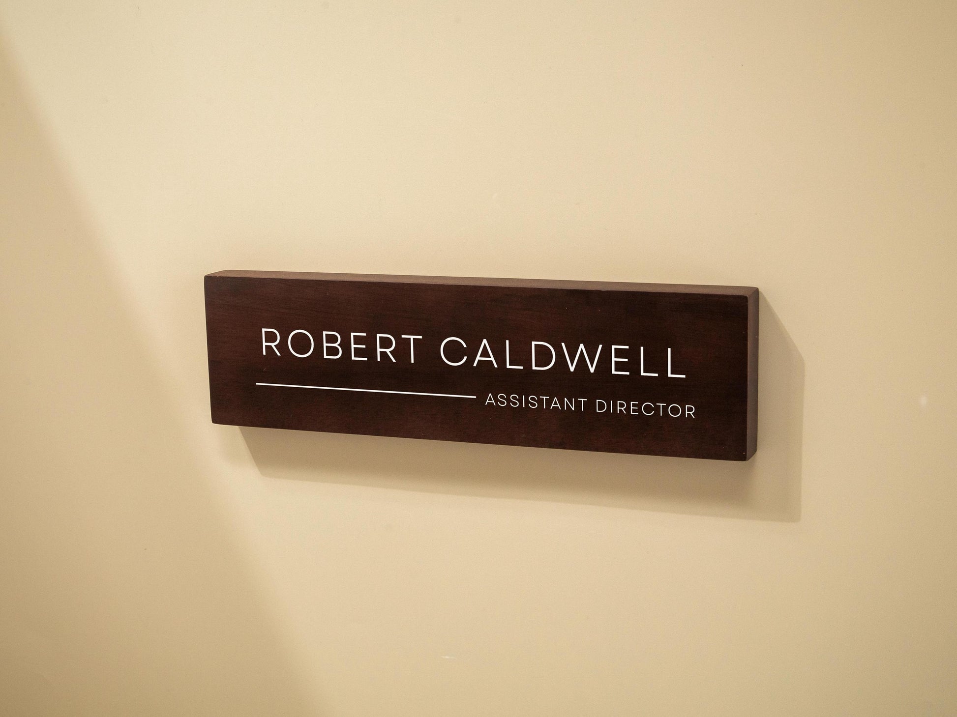 Stick On Wood Wall Name Plate (D4)- Personalized Door Office Sign New Job Room Label CEO Boss Staff Teacher Corporate Promotion Gift