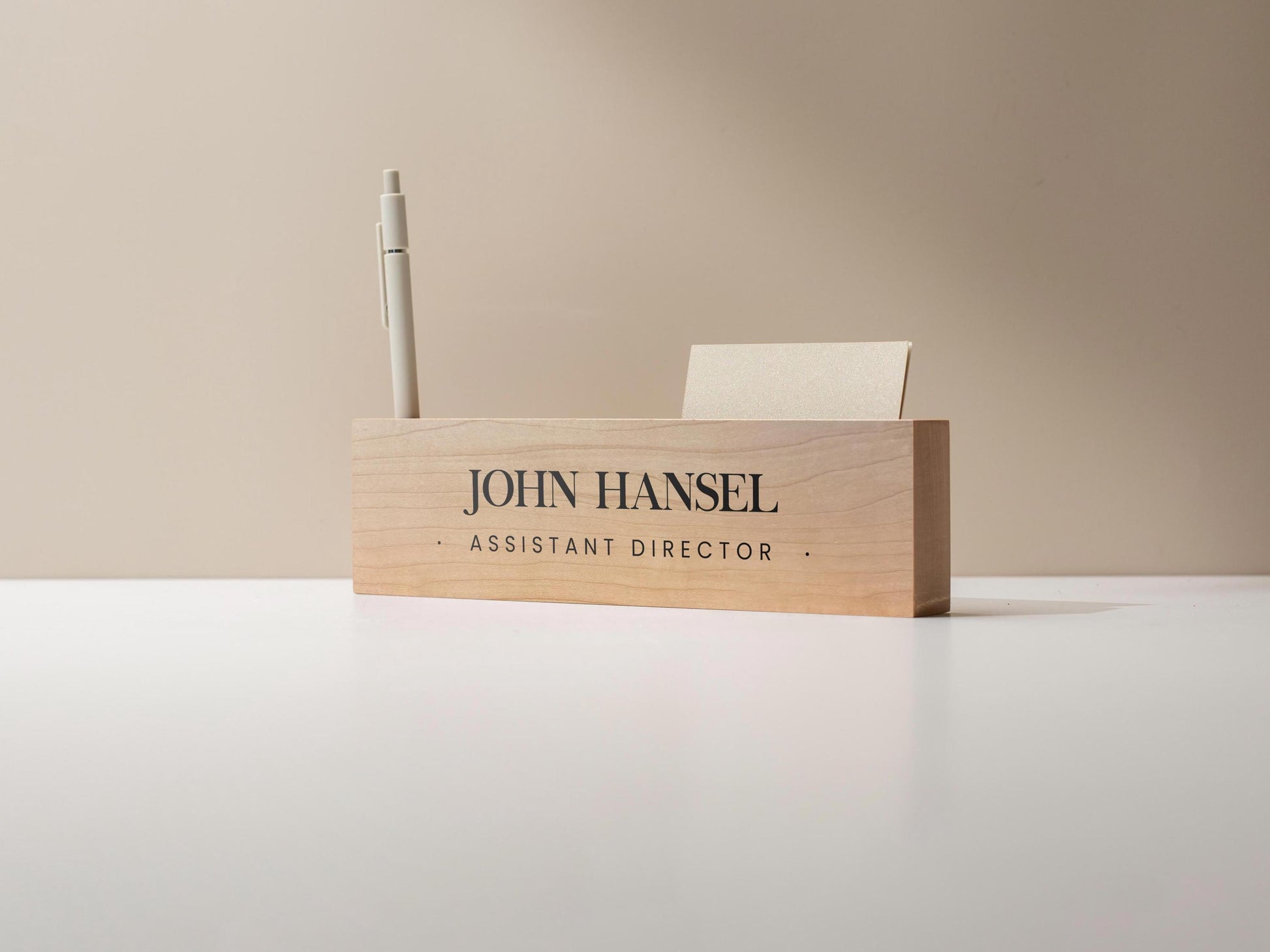 Personalized Wood Name Block w/ Slots (D1) - Minimal Executive Desk CEO Room Table Sign Job Office Decor Teacher Graduation Promotion Gift