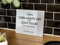Turn Lights Off Acrylic Sign- 6.5 x 7.75" Sign for Vacation Rentals Airbnb VRBO Hotels Lobbies Restaurants Businesses Lock Doors End of Day