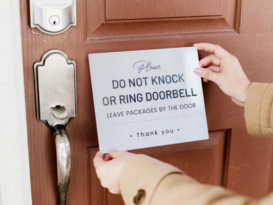 Do Not Knock or Ring Doorbell Acrylic Courtesy Sign - 6.5 x 7.75" Instruction Sign for Homes Business Delivery Driver Leave Packages by Door