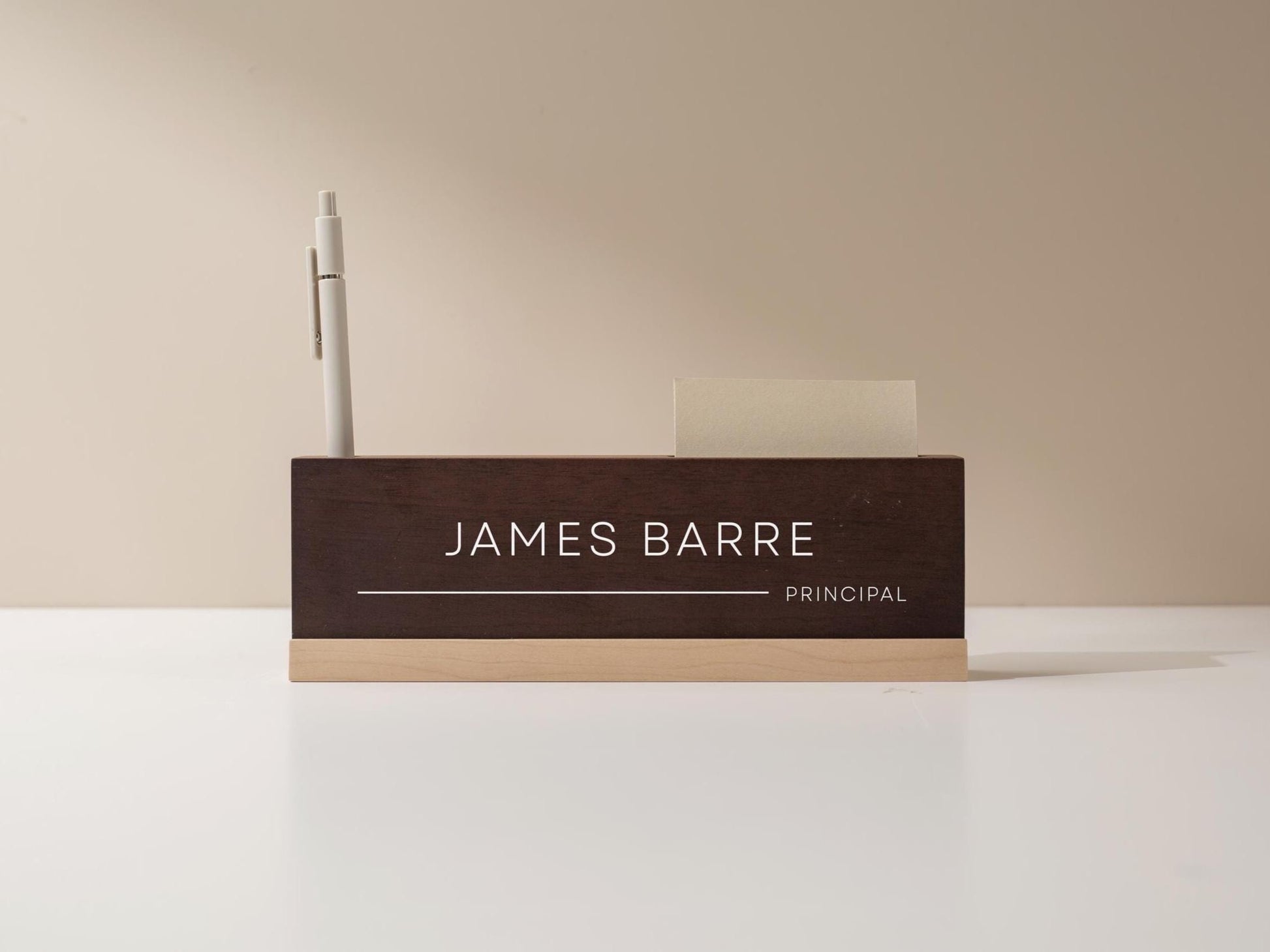 Personalized Wood Name Block w/ Slots (D5) - Minimal Executive Desk CEO Room Table Sign Job Office Decor Teacher Graduation Promotion Gift