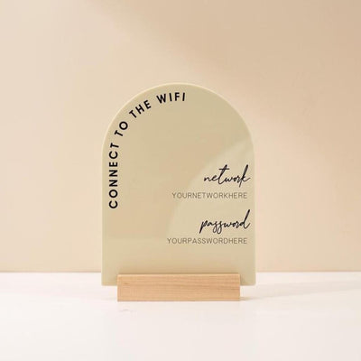 Arch Acrylic Wifi Sign w/ Base (D7) - Custom Wifi Password Display for Home Office Business Shop Airbnb Rental Decor Visitor Login Printed