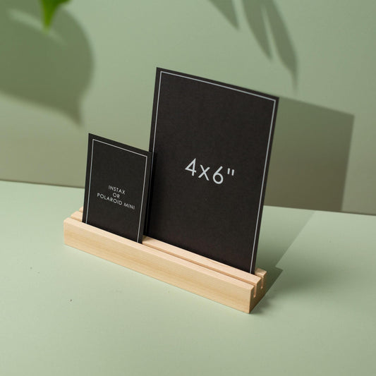 Double Slot Wooden Stand - Walnut or Maple Wood with Two Slots Dual Multiple Display Bar Menu Retail Signs Business Signage Cafe Restaurant