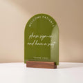 Arch Acrylic Sign w/ Base (D9) - Custom Signage for Business Clinic Office Retail Shops Trade Craft Show Salon, Wood or Acrylic Stand