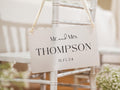 Wedding Hanging Acrylic Sign with Ribbon (Design 4) - 11.5x7" Sign, Mr. & Mrs. Wedding Sign, Bride and Groom Newlywed Decor, Couple Gift